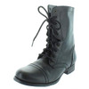 Steve Madden Women's Troopa Lace-Up Boot, Black Leather, 6.5 M US