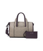 Calvin Klein Women's Geeta Signature Satchel, Almond Taupe/Plum, Medium