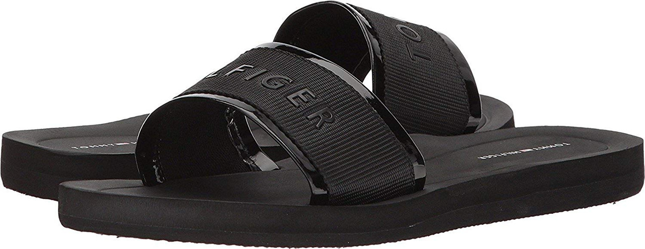 tommy hilfiger slides black and white