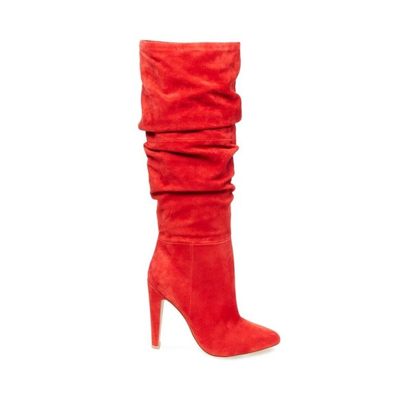 red slouchy boots