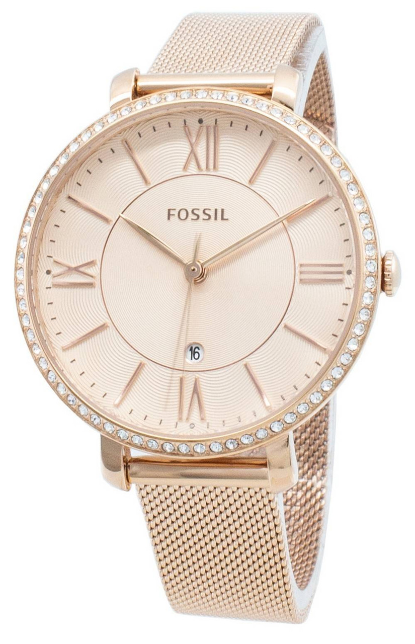 Fossil Jacqueline Rose Gold Stainless Steel Mesh Quartz ES4628 Women's Watch