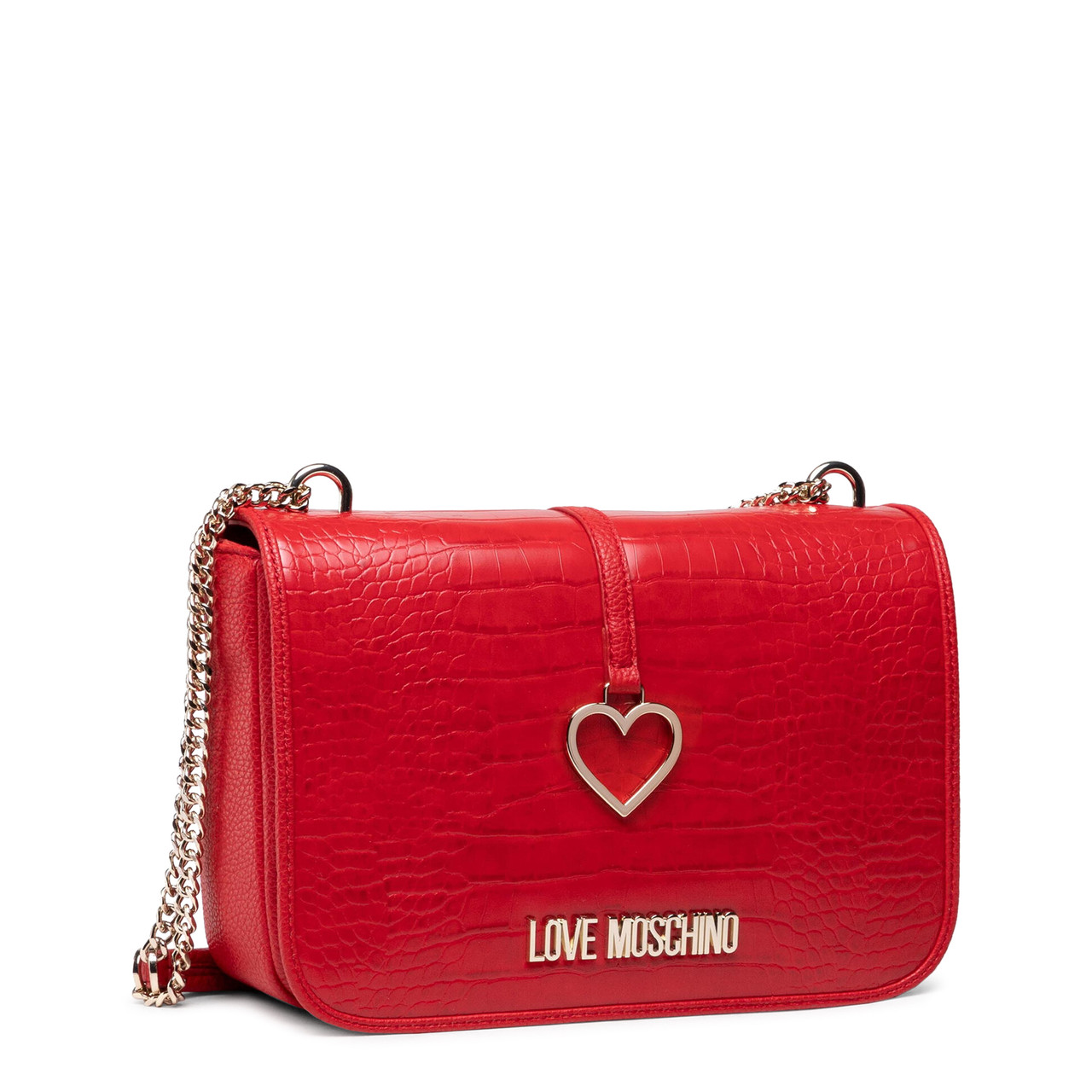 Love Moschino Women's Red Heart Shoulder Bag with Chain 