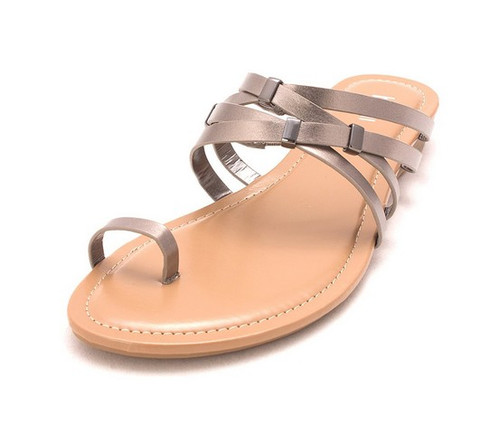 pewter sandals flat