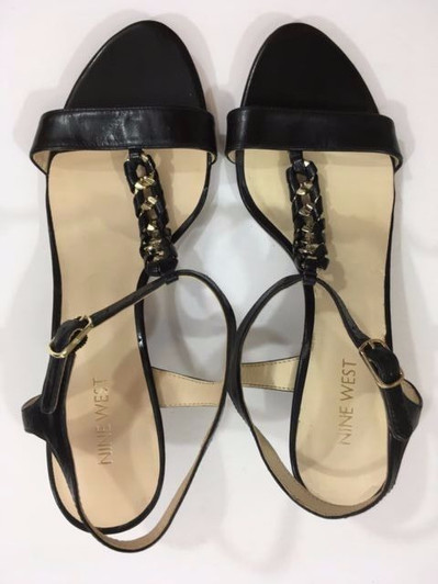 Nine West Yeelied Women T-Strap Heeled Sandal , Black (13146104-P)