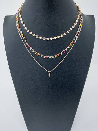 Capwell+Co/Kenilworth Creations Inc Women Multi Color 3 Chain Boho Necklace