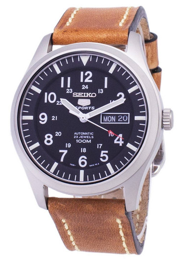 Seiko 5 Sports SNZG15K1-var-LS17 Automatic Brown Leather Strap Men's Watch