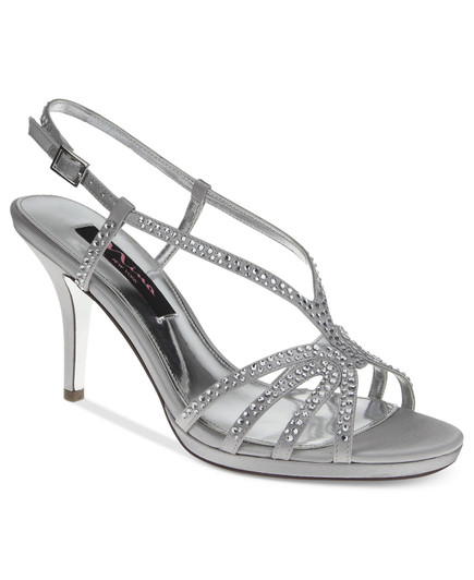 Nina Bobbie Women Open Toe Heeled Sandals, Silver Us 9(15357059)