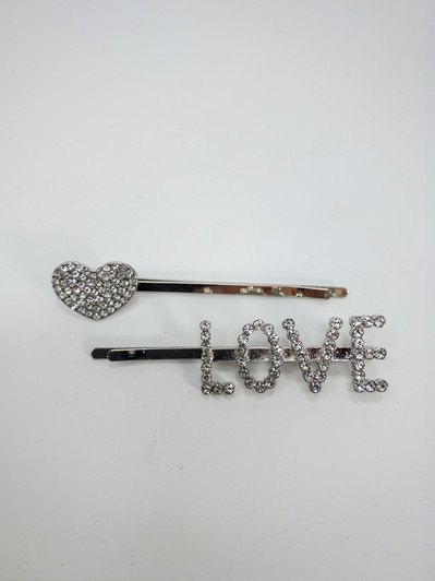 International Concepts Women Heart & Love Crystal Hair Pin Set (12056210-P)