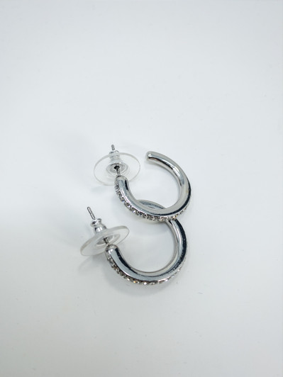 International Concepts Women Crystal Silver Tone Hoop Earrings (12064336-P)