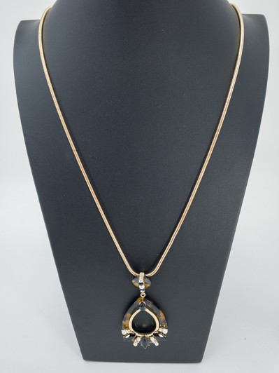 International Concepts Women Black Stone Pendant Necklace (18234140-P)