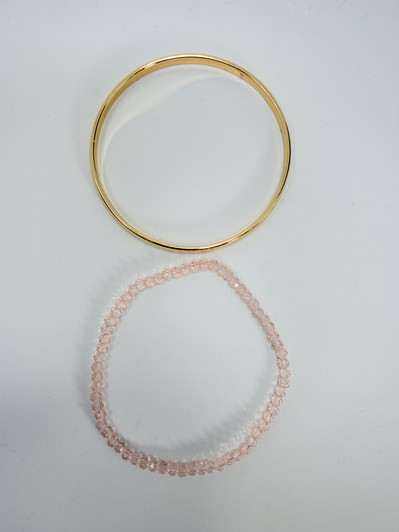 Women Duo Pink & Gold Bangle Bracelet (16103452-P)