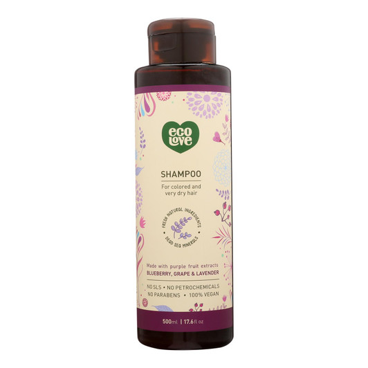 Ecolove Shampoo - Purple Fruit Shampoo For Colored and Very Dry Hair - Case of 1 - 17.6 fl oz.