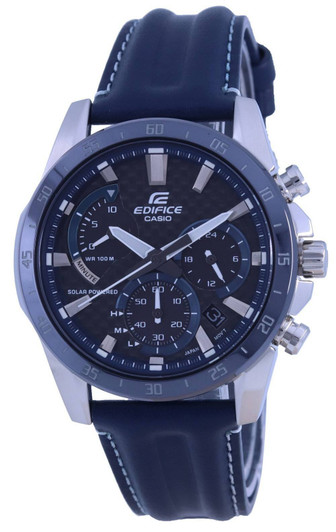 Casio Edifice Chronograph Leather Strap Solar EQS-930BL-2A EQS930BL-2 100M Men's Watch