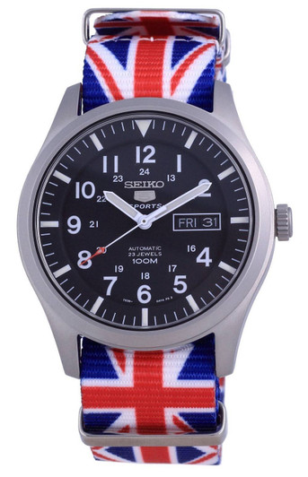 Seiko 5 Sports Automatic Polyester SNZG15K1-var-NATO28 100M Mens Watch
