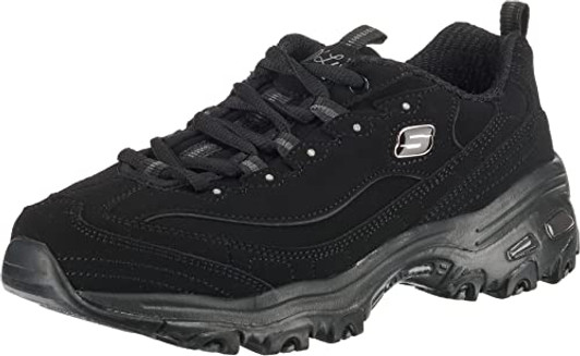 Skechers womens Dlites-play Wide Fashion Sneaker, Black, 10 Wide US
