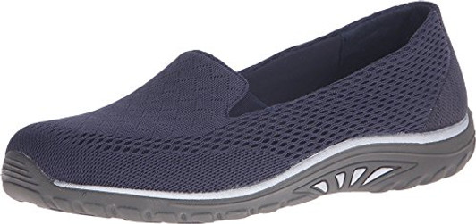 Skechers Women's Reggae Fest Willows Flat,10 M US,Navy Mesh