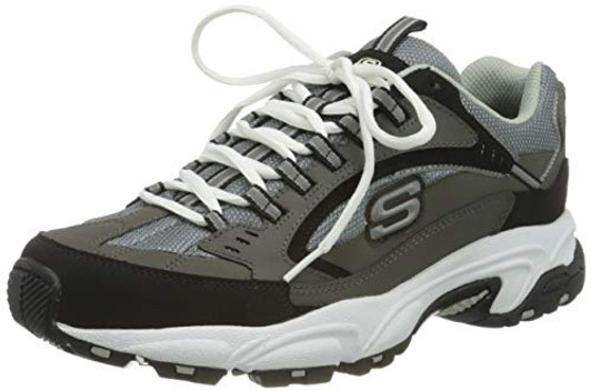 Skechers Sport Men's Stamina Nuovo Cutback Lace-Up Sneaker,Charcoal/Black,10.5 M US
