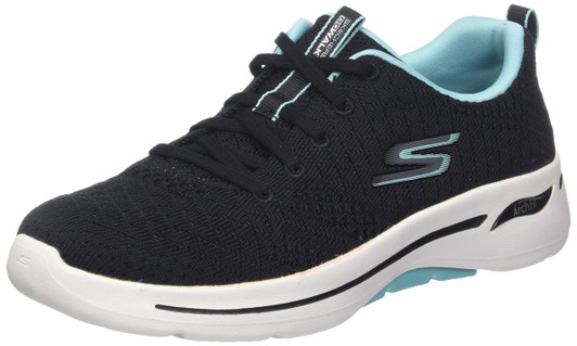 Skechers Women's Go Walk Arch Fit-Unify Sneaker, Black/Aqua, 10