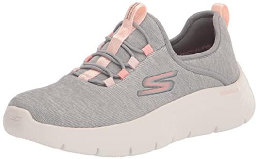 Skechers Women's GO Walk Flex-Lucy Sneaker, Gray/Pink, 7.5