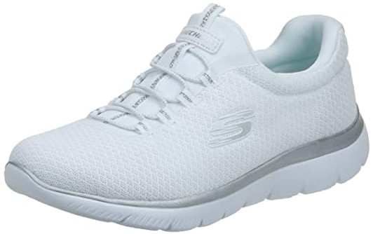 Skechers womens Summits Sneaker, White/Silver, 7 US