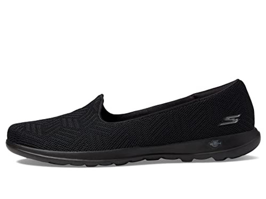 Skechers Women's GO Walk LITE-Sweet GAL Ballet Flat, Black/Black, 6.5 Wide