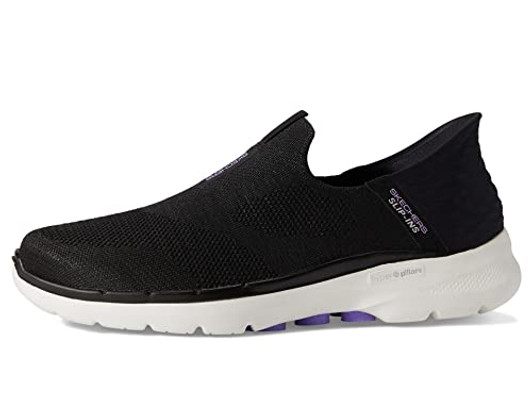 Skechers Women's Hands Free Slip-Ins Go Walk 6-Fabulous View Sneaker, Black/Lavender, 7.5