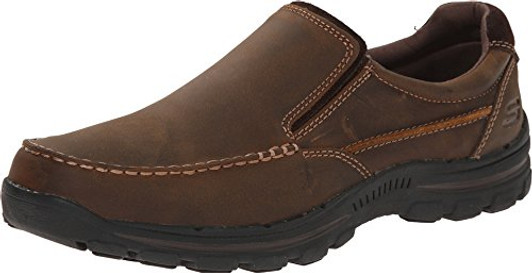 Skechers mens Braver-rayland Slip On Loafer, Dark Brown Leather, 13 Wide US