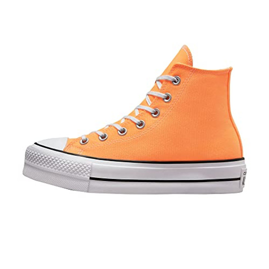 Converse Women's Chuck Taylor All Star Lift Platform Denim Fashion Sneakers, Peach Beam/Black/White, 9
