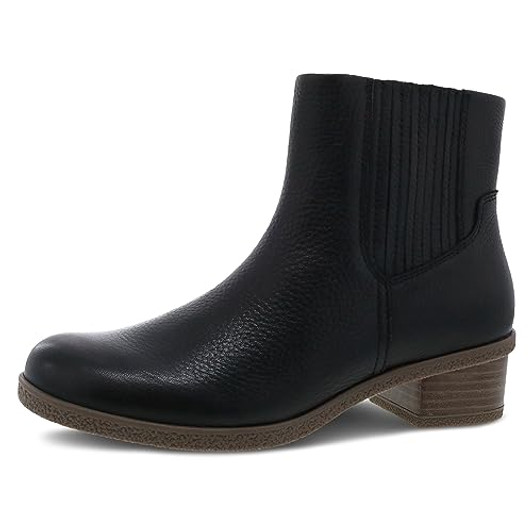 Dansko Daisie Chelsea Boot - Waterproof Leather and Construction with Rubber Outsole and Leather Stacked Heel for Long-Lasting Style in any Weather Black Tumbled 10.5-11 M US