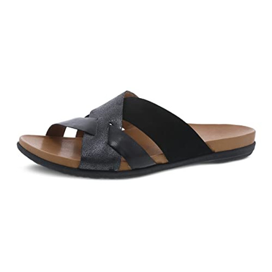 Dansko Joanna Slip-On Sandal for Women Leather Linings and Uppers For All-Day Comfort Dual Density EVA Footbed and Lightweight Rubber Outsole for Long-Lasting Wear Black 7.5-8 M US