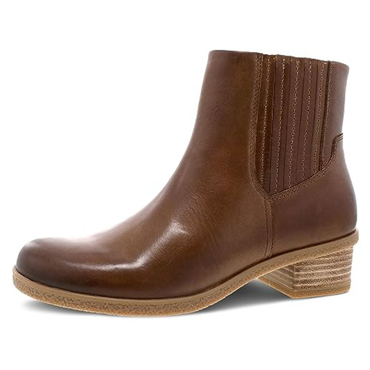 Dansko Daisie Chelsea Boot - Waterproof Leather and Construction with Rubber Outsole and Leather Stacked Heel for Long-Lasting Style in any Weather Tan Tumbled 7.5-8 M US