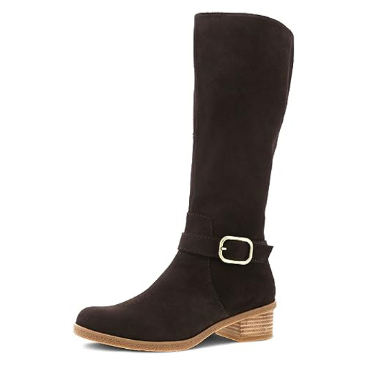 Dansko Dalinda Women's Super Stylish Tall Shaft Boot - Waterproof Leather and Construction with Rubber Outsole and Leather Stacked Heel for Long-Lasting Style in any Weather Chocolate 7.5-8 M US