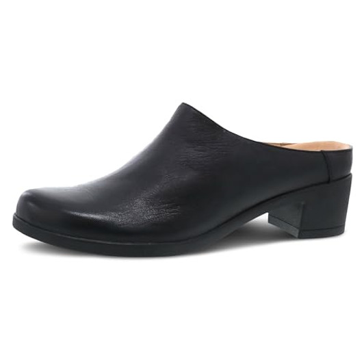 Dansko Carrie Slip-On Mule for Women - Premium Leather and Rubber Outsole for Long-Lasting Wear Natural Arch and Memory Foam Footbed for Added Support Black 9.5-10 M US