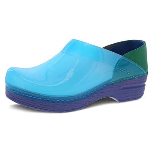 Dansko Professional Translucent Blue 6.5-7 M US Slip-On Clogs for Women Rocker Sole and Arch Support for Comfort Jelly-Soft, Candy-Colored Shell