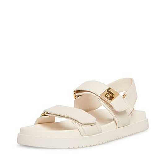 Steve Madden Women's Mona Sandal, Bone Leather, 7