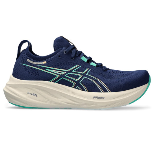 ASICS Women's Gel-Nimbus 26 Running Shoe, Blue Expanse/Aurora Green, 9.5