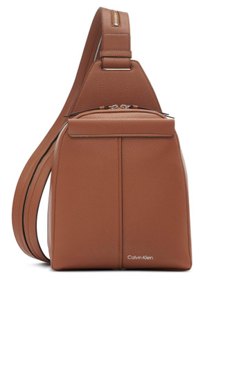 Calvin Klein Women's Myra Backpack for Women – Vegan Leather Convertible Sling Backpack, 2 Pockets, Caramel, One Size