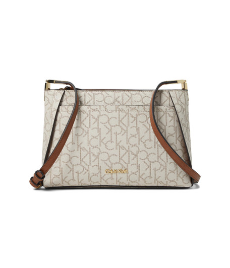 Calvin Klein Charlie Signature Crossbody, Vanilla/Khaki/Caramel