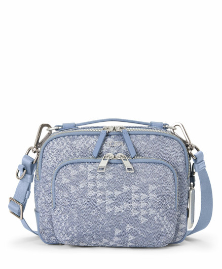 TUMI - Voyageur Teghan Crossbody - Women's Compact Everyday Purse with Leather Trim - Denim Blue