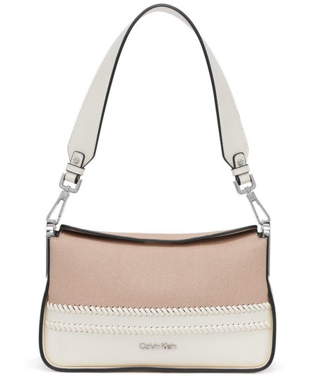 Calvin Klein Fay Shoulder Bag, White/Natural Multi Canvas, One Size