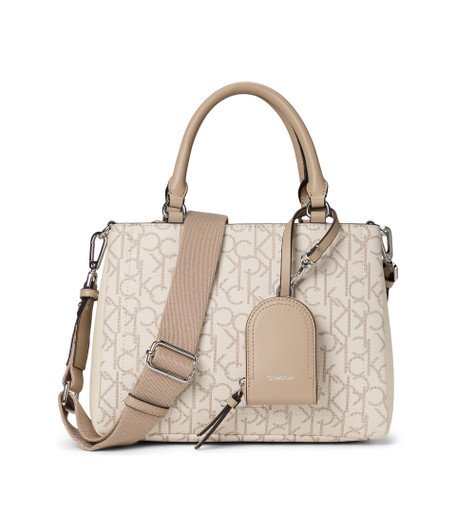 Calvin Klein Sanya Satchel, Vanilla/Khaki/Silver Mnk/White