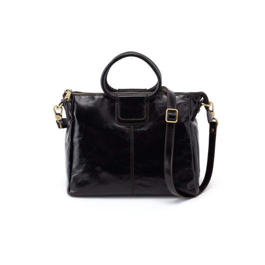 HOBO Sheila Leather Medium Satchel with Top Handle and Removable Shoulder Strap, Top Zip Closure, Zipper Compartment, and Pockets - Perfect Everyday Bag to Carry All, Black