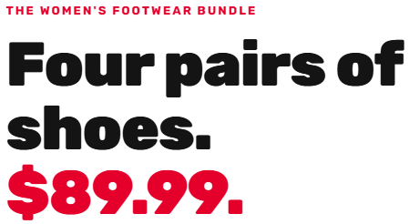 Women's footwear bundle deal - 4 Pairs (Dress, Everyday comfort, Athletic and Flip-Flops)