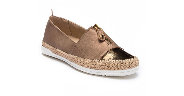 Anne Klein Ii Zip Down Women Espadrille Flats , Gold (16149669-P)