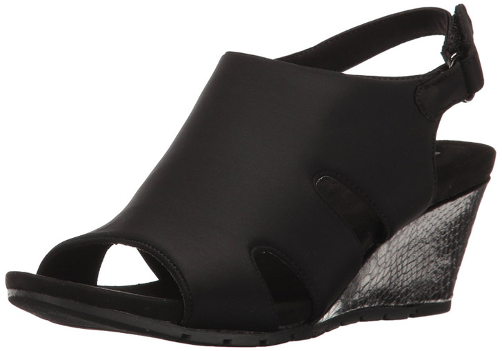 Bandolino Galedale Women Wedge Sandals (5.5M, Black Fabric)(10681939-P)