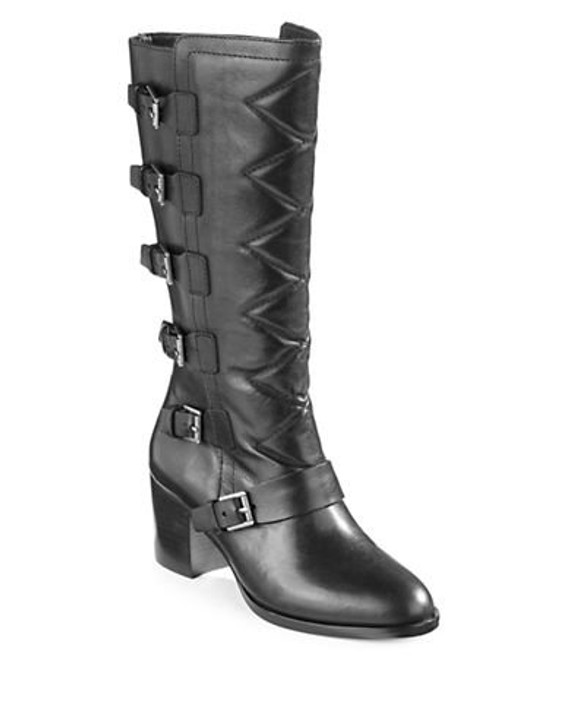 Lauren By Ralph Lauren Remy Women Leather Boot (7M, Black)(SF-2R8R-X10S-P)