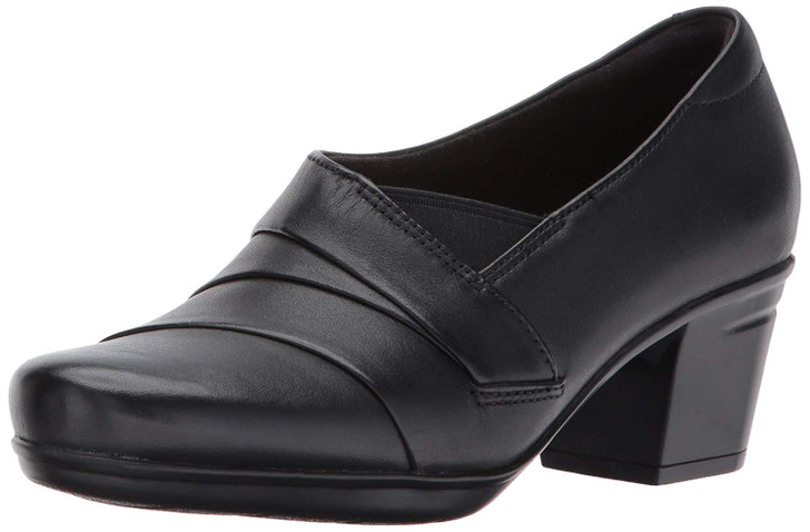 Clarks Emslie Warbler Women Block Heels, Black 7.5M(12874243-P)