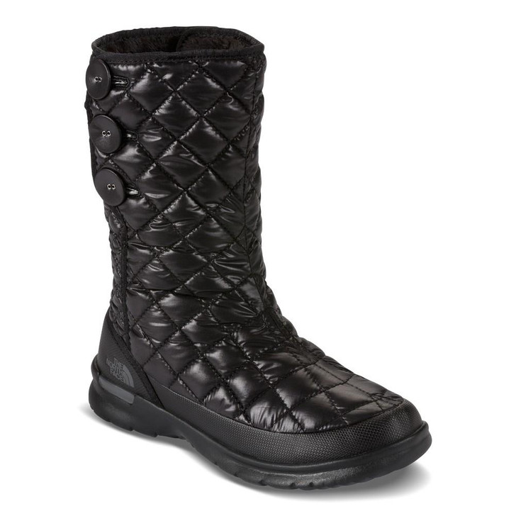 North Face Thermoball Button Up Women Snow Boots, Shiny Black 7M(12375515)