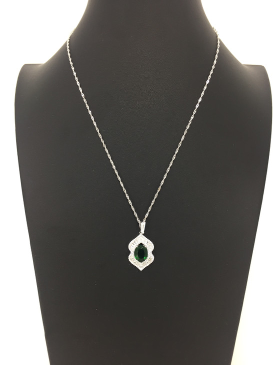 Fuzion Creations Women Sterling Silver Emerald Pendant Necklace