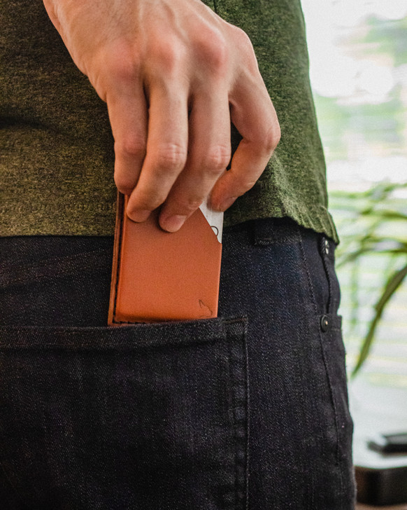 Handmade Men's Card Holder Wallet by Sidekick, Brown (Made in USA)
